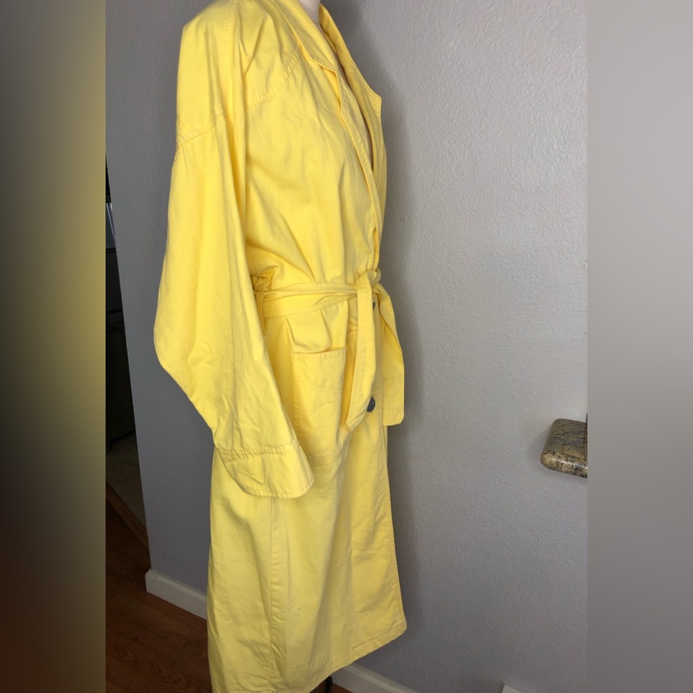 1980’s Michael Jackson brand belted wrap trench coat yellow medium - Picture 7 of 11